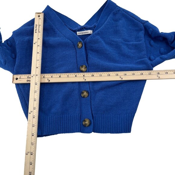 Moon & Madison Blue Button-Up Cropped Cardigan Sweater Size Small‎ - Picture 2 of 5